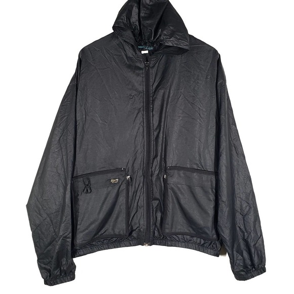 Equipe By Team Productions Packable Windbreaker Rain Jacket L Black Hooded